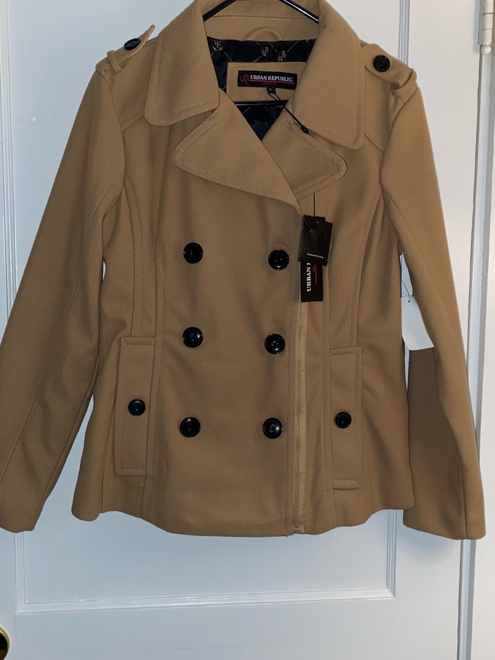 Urban Republic Women's Double-Breasted Peacoat - Tan